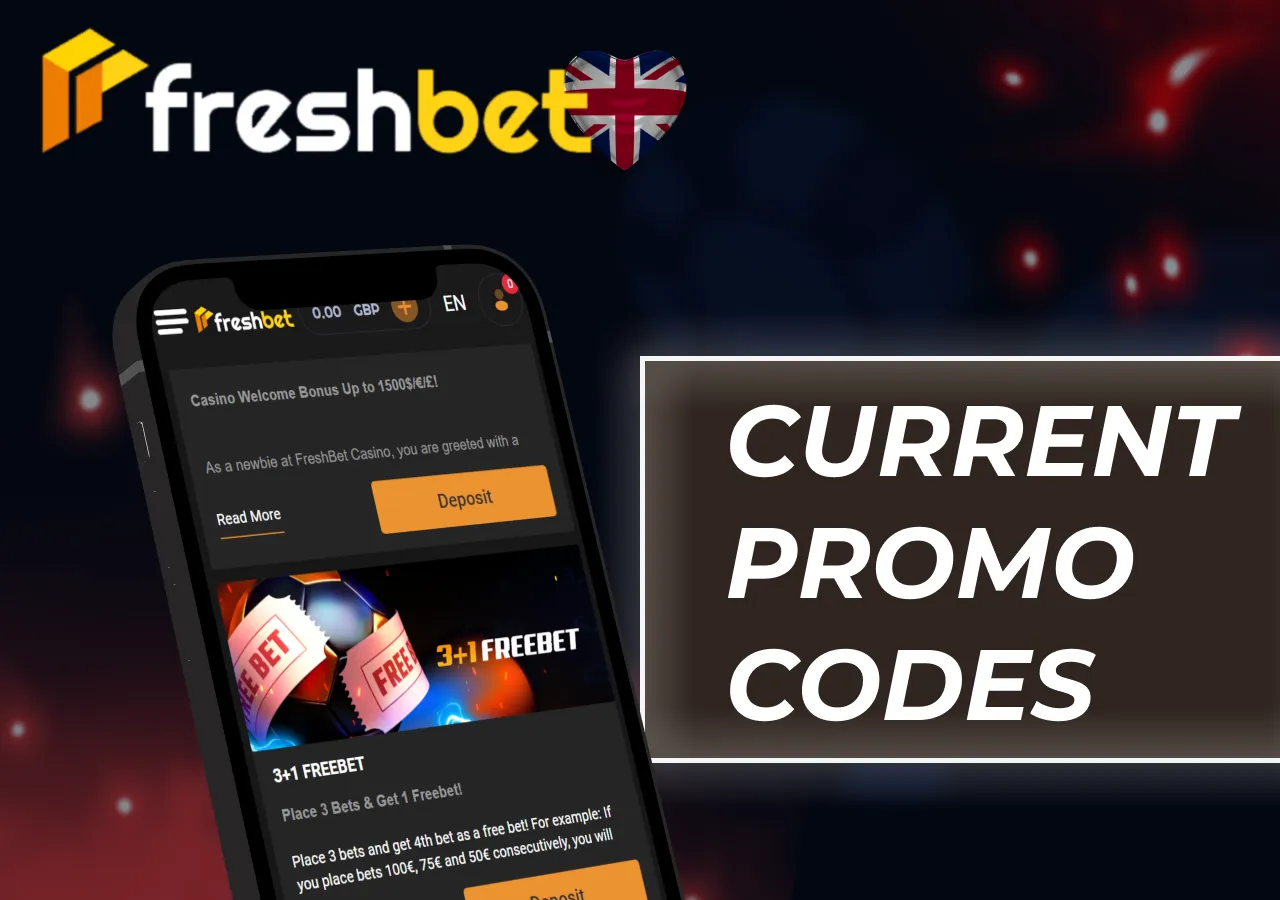 Current promo codes available to players in the United Kingdom with their key terms.